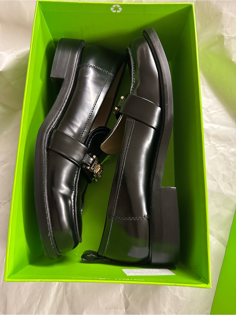 EUC Sam Edelman Black Patent Christy Loafers with Two-Tone Chain Detail Size 10M - Picture 15 of 15